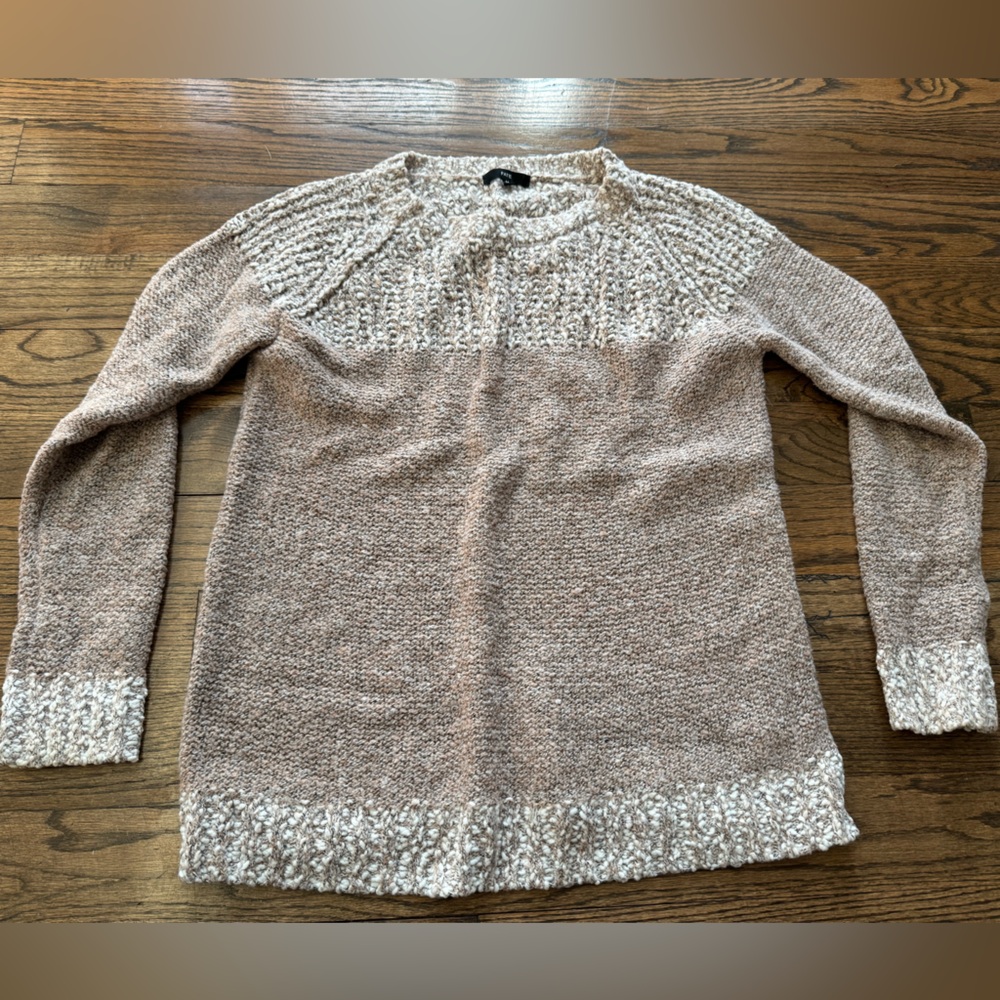 Fate Taupe Cream Colorblock Textured Knit Sweater M